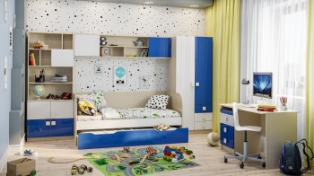 Детская комната Скай Люкс (Синий/Белый/корпус Клен) в Элитном - ehlitnyj.mebel54.com | фото