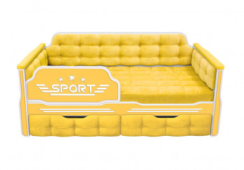 Кровать 160 серии Спорт 2 ящика 74 Жёлтый (мягкие боковые накладки) в Элитном - ehlitnyj.mebel54.com | фото
