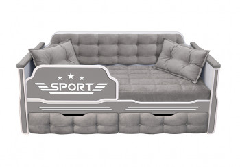 Кровать 190 серии Спорт 2 ящика 45 Серый (подушки) в Элитном - ehlitnyj.mebel54.com | фото
