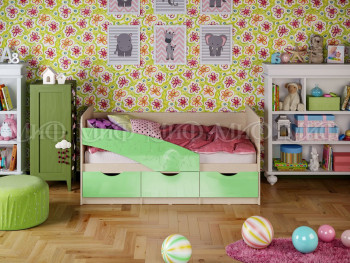 Кровать Бабочки 1,6м (Салатовый металлик) в Элитном - ehlitnyj.mebel54.com | фото