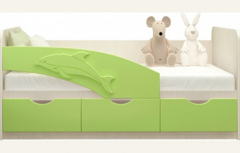 Кровать детская 1,6м Дельфин (Салатовый металлик) в Элитном - ehlitnyj.mebel54.com | фото