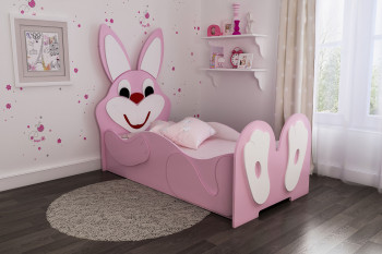 Кровать детская Зайка 1.6 Розовый/Белый в Элитном - ehlitnyj.mebel54.com | фото