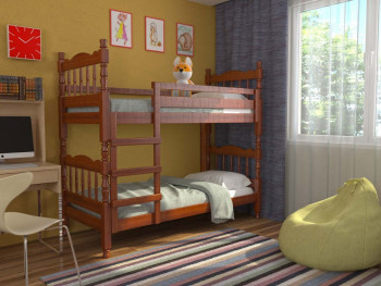 Кровать двухъярусная Соня из массива сосны 800*1890 Орех в Элитном - ehlitnyj.mebel54.com | фото