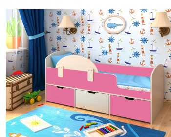 Кровать Малыш-мини Дуб молочный/Розовый в Элитном - ehlitnyj.mebel54.com | фото