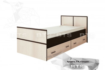 Кровать Сакура с настилом и ящиками 0,9 (Венге/Лоредо) в Элитном - ehlitnyj.mebel54.com | фото