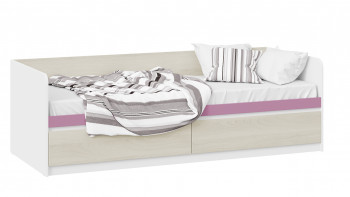 Кровать «Сканди» с 2 ящиками Дуб Гарден/Белый/Лиловый в Элитном - ehlitnyj.mebel54.com | фото
