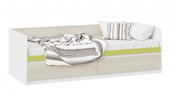 Кровать «Сканди» с 2 ящиками Дуб Гарден/Белый/Зеленый в Элитном - ehlitnyj.mebel54.com | фото
