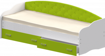 Кровать Софа-7 с мягкой спинкой (800х1900) Белый/Лайм в Элитном - ehlitnyj.mebel54.com | фото