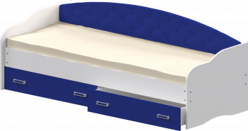 Кровать Софа-7 с мягкой спинкой (800х1900) Белый/Синий в Элитном - ehlitnyj.mebel54.com | фото