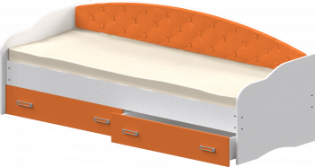 Кровать Софа-8 с мягкой спинкой (900х2000) Белый/Оранжевый в Элитном - ehlitnyj.mebel54.com | фото