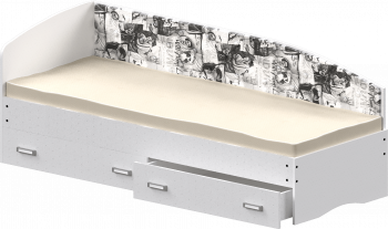 Кровать Софа-9 с мягкой спинкой с рисунком Милана (900х1900) Белый в Элитном - ehlitnyj.mebel54.com | фото