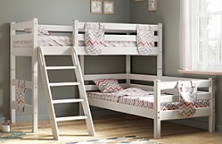 Кровать Соня вариант 8 угловая с наклонной лестницей Белый полупрозрачный в Элитном - ehlitnyj.mebel54.com | фото