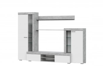 Мебель для гостиной МГС 5 Цемент светлый / Белый в Элитном - ehlitnyj.mebel54.com | фото