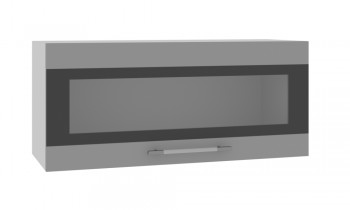 Норд ШВГС 800 Шкаф верхний горизонтальный со стеклом (Софт черный/корпус Белый) в Элитном - ehlitnyj.mebel54.com | фото