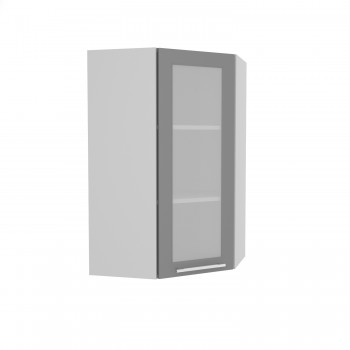 Норд ШВУС 600Н Шкаф верхний угловой (премьер) высокий (Софт черный/корпус Белый) в Элитном - ehlitnyj.mebel54.com | фото