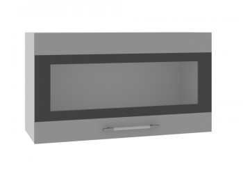 Ройс ВПГСФ 800 Шкаф верхний горизонтальный со стеклом с фотопечатью высокий (Графит софт/корпус Серый) в Элитном - ehlitnyj.mebel54.com | фото
