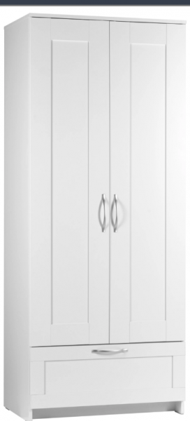 Шкаф двухдверный Сириус с 1 ящиком белый в Элитном - ehlitnyj.mebel54.com | фото