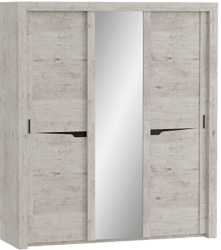 Шкаф трехдверный Соренто с раздвижными дверями Дуб бонифаций/Кофе структурный матовый в Элитном - ehlitnyj.mebel54.com | фото