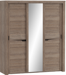 Шкаф трехдверный Соренто с раздвижными дверями Дуб стирлинг/Кофе структурный матовый в Элитном - ehlitnyj.mebel54.com | фото