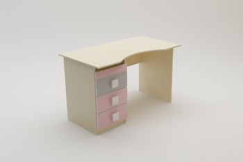 Стол (столешница с выемкой) Грэйси (Розовый/Серый/корпус Клен) в Элитном - ehlitnyj.mebel54.com | фото