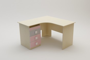 Стол угловой Грэйси (Розовый/Серый/корпус Клен) в Элитном - ehlitnyj.mebel54.com | фото